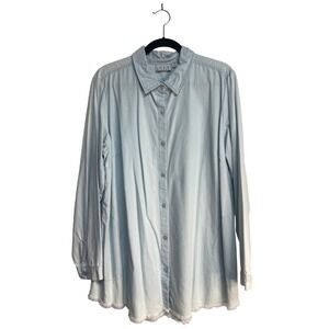 Joan Rivers, Long Sleeve Button Up, Light Wash Jean, Women's‎ XL